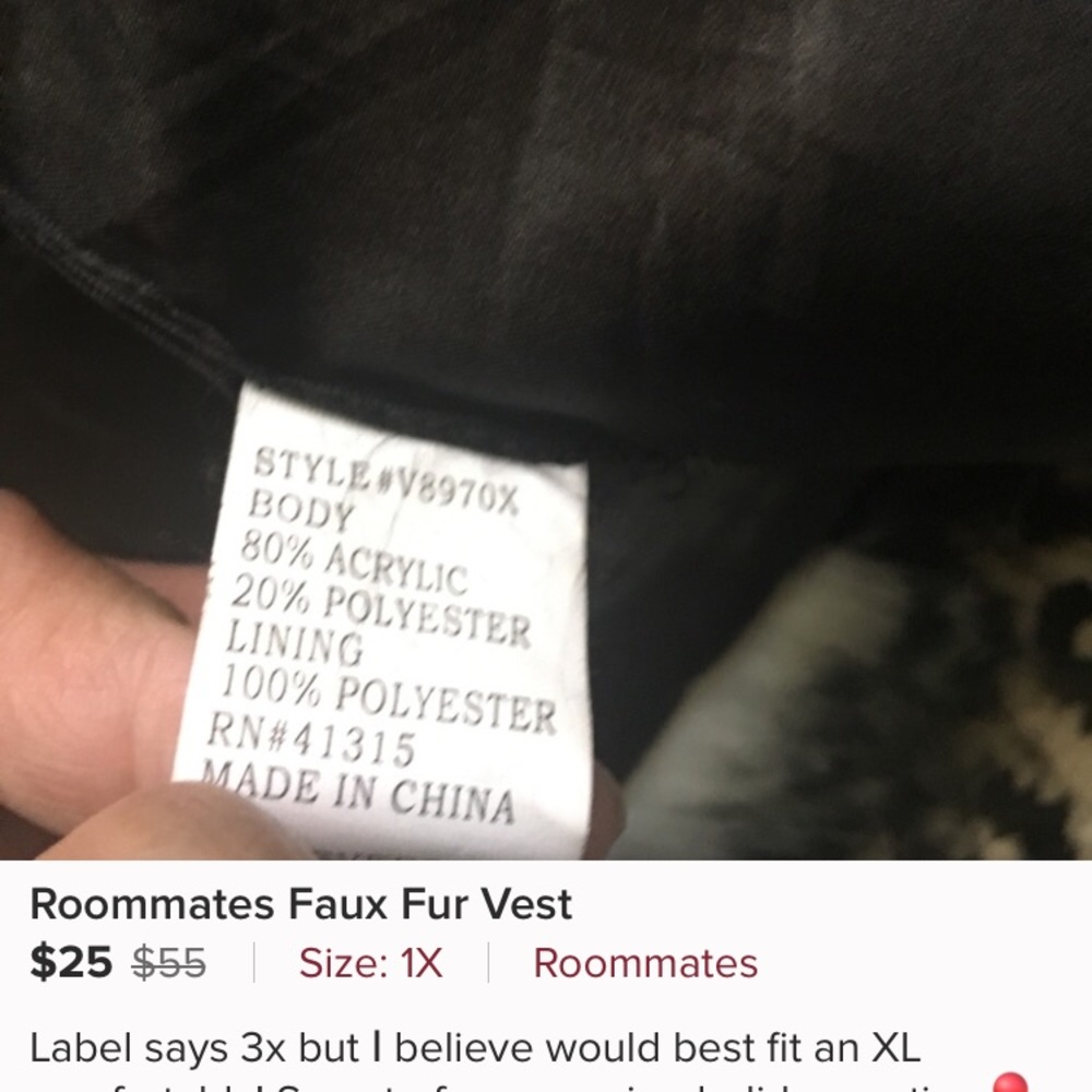 Black and White Fur Vest - Picture 4 of 4